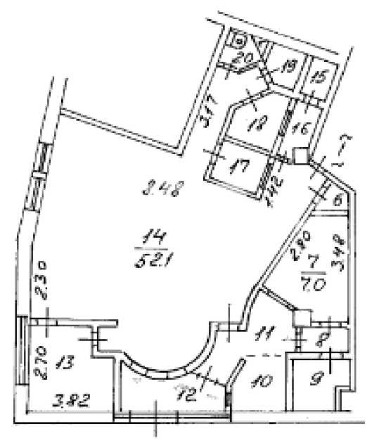Планировка офиса 93.1 м², 1 этаж, ТЦ «Наутилус»